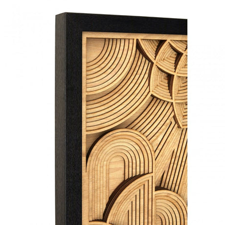 Modello Deco Wood Carving Wall Art, Glass, Pine Wood, Brown
