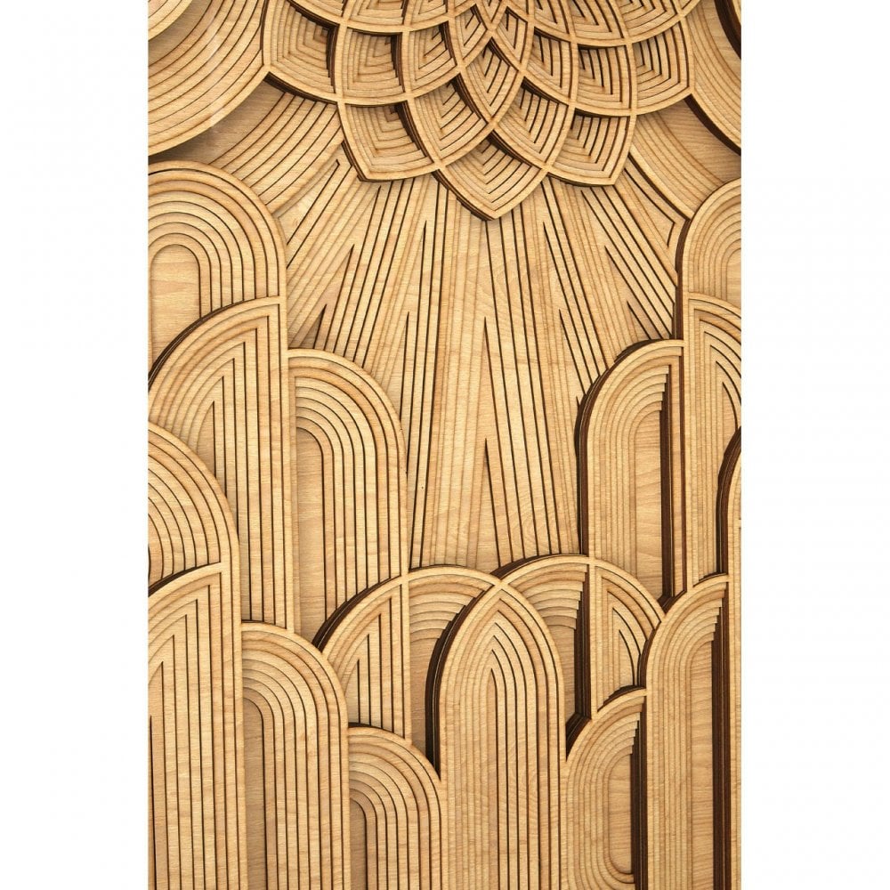 Modello Deco Wood Carving Wall Art, Glass, Pine Wood, Brown