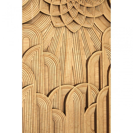 Modello Deco Wood Carving Wall Art, Glass, Pine Wood, Brown