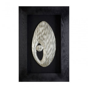 Framed Oval Side Hole Wall Art, Wood, Silver