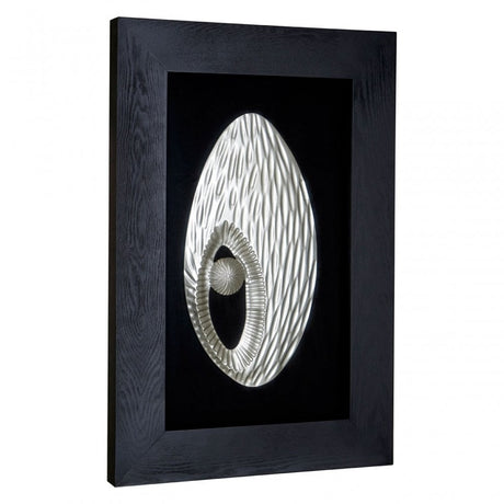 Framed Oval Side Hole Wall Art, Wood, Silver