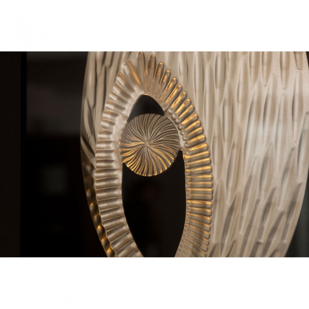 Framed Oval Side Hole Wall Art, Wood, Silver
