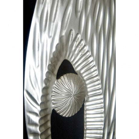 Framed Oval Side Hole Wall Art, Wood, Silver