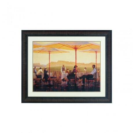 Framed Winery Terrace Wall Art, Glass, Polyresin, Multi-Coloured