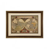 Framed World Map Wall Art, Glass, Polyresin, Multi-Coloured