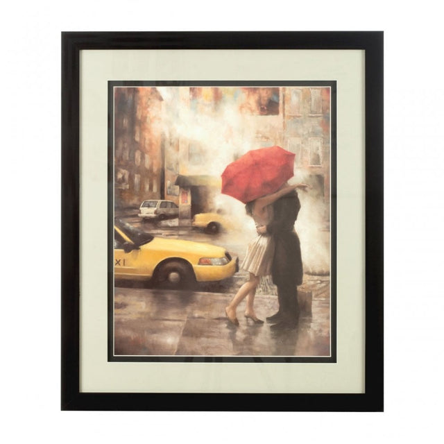 Framed Couple Under Umbrella Wall Art, Polyresin, Multi-Coloured