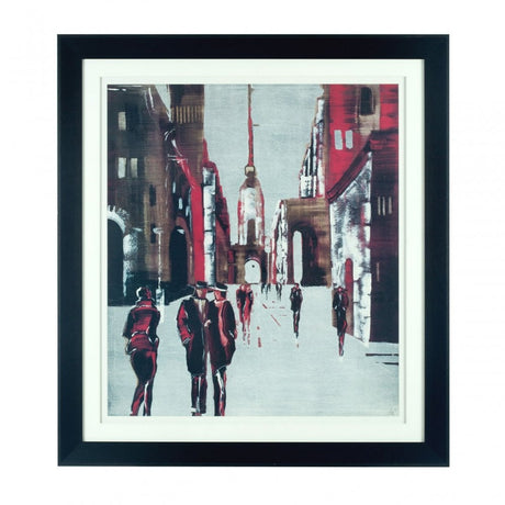 Framed Drawing City Wall Art, Glass, Polyresin, Multi-Coloured