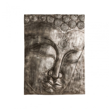 Buddha Wall Plaque, Polyresin, Silver