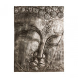 Buddha Wall Plaque, Polyresin, Silver