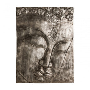Buddha Wall Plaque, Polyresin, Silver