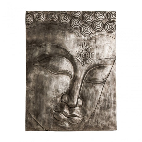 Buddha Wall Plaque, Polyresin, Silver