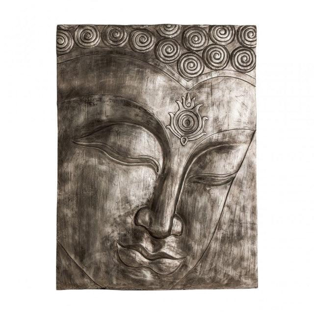 Buddha Wall Plaque, Polyresin, Silver