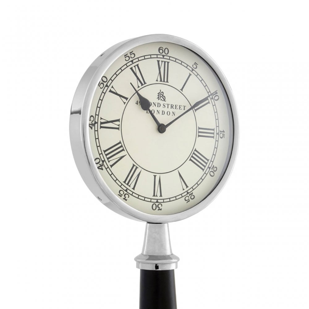 Tuskin Large Table Clock, Aluminium, Stainless Steel, Wood