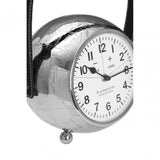 Globe Large Table Clock, Aluminium, Leather, Glass, Steel, Silver