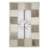 Tuskin Patchwork Wall Clock, Cowhide, Stainless Steel, Grey