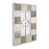 Tuskin Patchwork Wall Clock, Cowhide, Stainless Steel, Grey