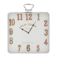 Townhouse Pocket Style Square Wall Clock, Aluminium, Wood, White