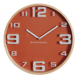 Vitus Orange Wood Large Numbers Wall Clock, Glass, Wood, Orange