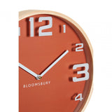 Vitus Orange Wood Large Numbers Wall Clock, Glass, Wood, Orange