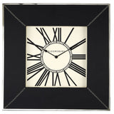 Tuskin Wall Clock, Glass, Leather, Stainless Steel, Black