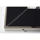 Tuskin Wall Clock, Glass, Leather, Stainless Steel, Black