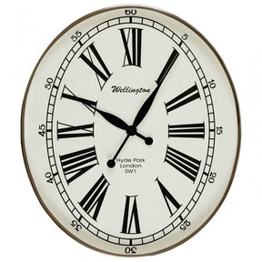 Townhouse Wall Clock, Glass, Stainless Steel, White