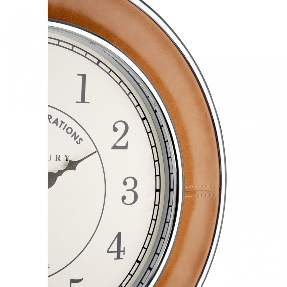 Oxlane Oxlane Churchill Wall Clock, Genuine Leather, Steel, Brown