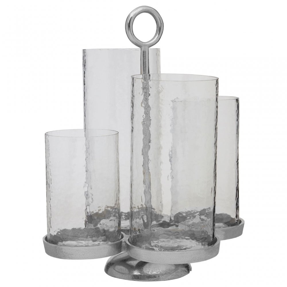 Verve Multi Candle Holder, Aluminium, Glass, Silver