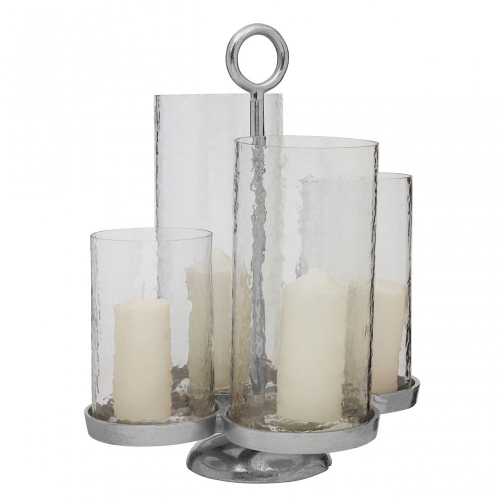 Verve Multi Candle Holder, Aluminium, Glass, Silver