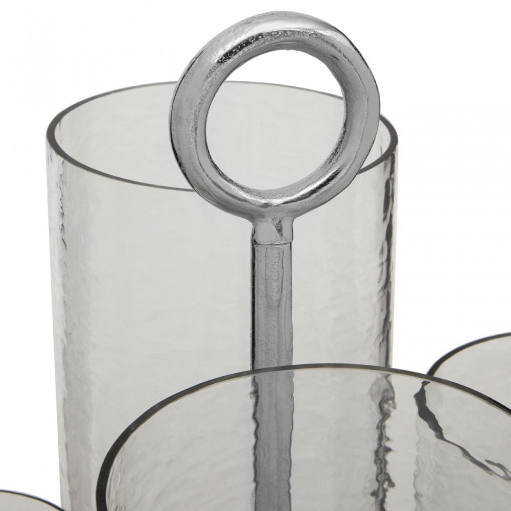 Verve Multi Candle Holder, Aluminium, Glass, Silver