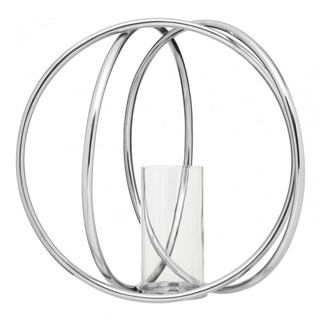 Aura Large Candle Holder, Aluminium, Glass, Silver