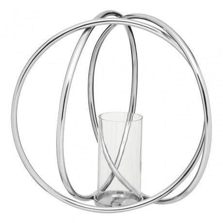 Aura Large Candle Holder, Aluminium, Glass, Silver