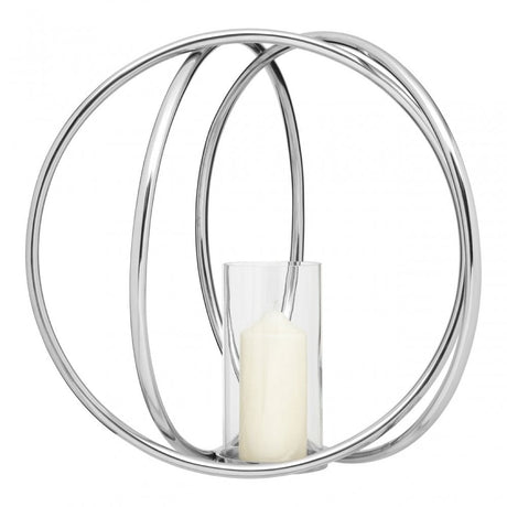 Aura Large Candle Holder, Aluminium, Glass, Silver