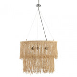 Festuel Cream Leather Ceiling Light, Chrome Wire, Cream