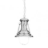 Luthor Small Lighthouse Pendant Light, Chrome, Glass, Iron, Silver