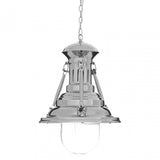 Luthor Large Lighthouse Pendant Light, Chrome, Glass, Iron, Silver