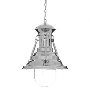 Luthor Large Lighthouse Pendant Light, Chrome, Glass, Iron, Silver