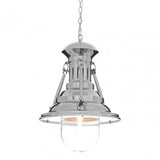 Luthor Large Lighthouse Pendant Light, Chrome, Glass, Iron, Silver