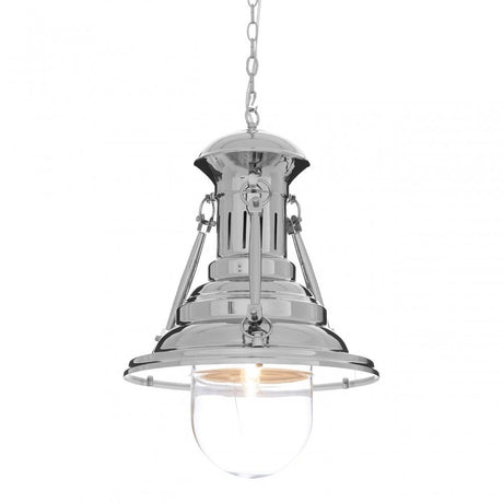 Luthor Large Lighthouse Pendant Light, Chrome, Glass, Iron, Silver