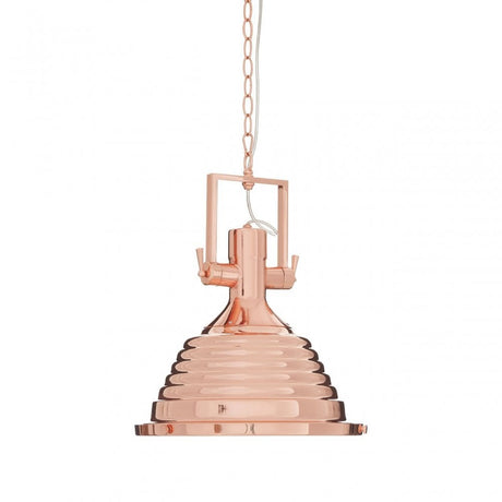 Luthor Medium Copper Pendant Light, Glass, Iron