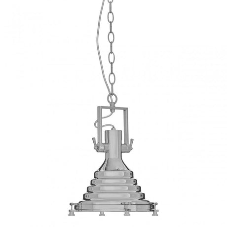 Luthor Small Chrome Pendant Light, Chrome, Glass, Iron, Silver