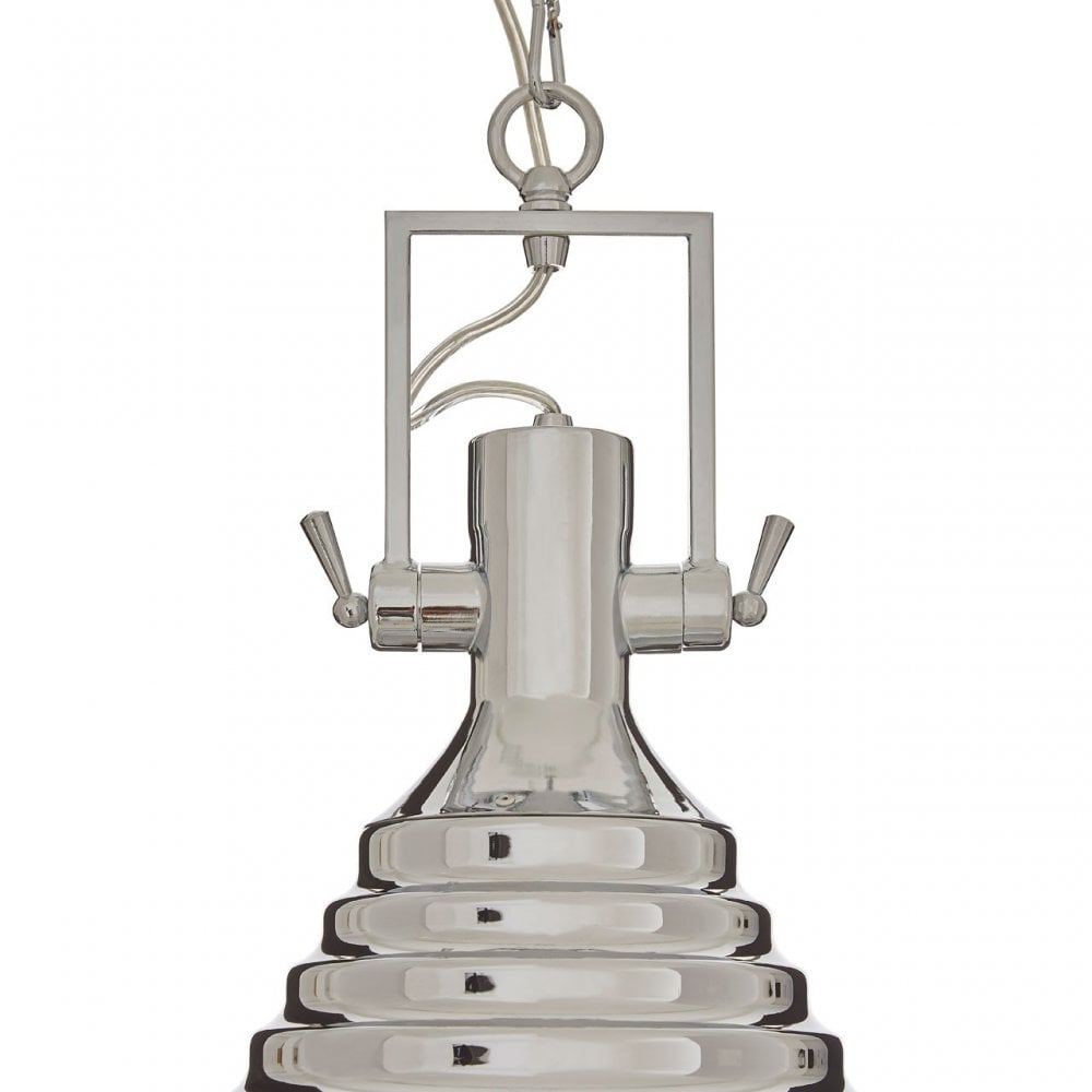 Luthor Small Chrome Pendant Light, Chrome, Glass, Iron, Silver