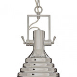 Luthor Small Chrome Pendant Light, Chrome, Glass, Iron, Silver