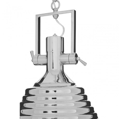 Luthor Medium Chrome Pendant Light, Chrome, Glass, Iron, Silver