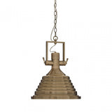 Luthor Medium Antique Brass Pendant Light, Chrome, Glass, Iron, Brass