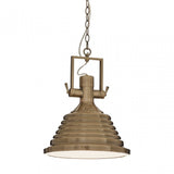 Luthor Medium Antique Brass Pendant Light, Chrome, Glass, Iron, Brass