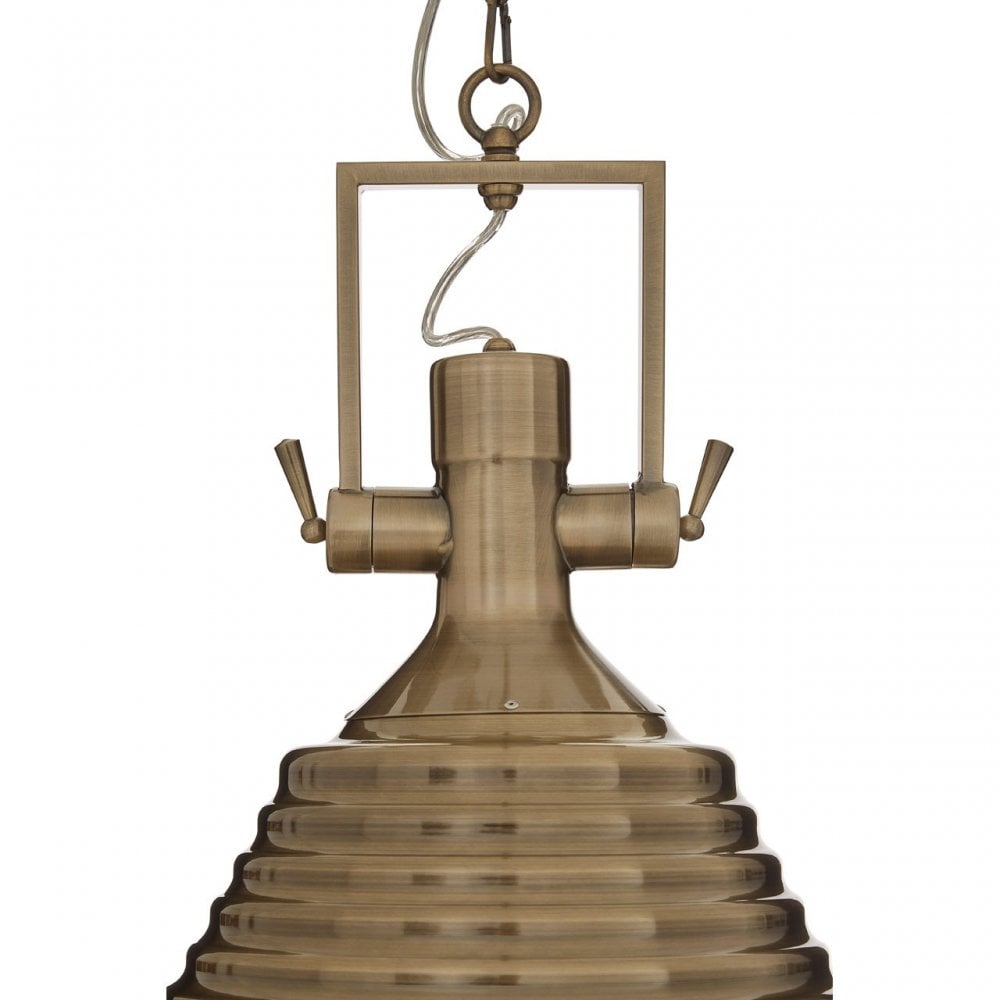 Luthor Medium Antique Brass Pendant Light, Chrome, Glass, Iron, Brass