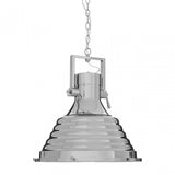 Luthor Large Nickel Pendant Light, Glass, Iron, Silver