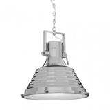 Luthor Large Nickel Pendant Light, Glass, Iron, Silver