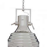 Luthor Large Nickel Pendant Light, Glass, Iron, Silver